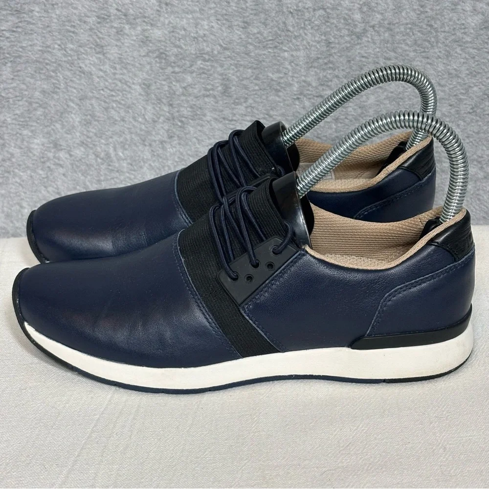 Vionic Carmen Casual Supportive Leather Sneaker Shoe-Navy-Women Size 6.5